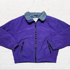 Vintage 90s Eddie Bauer Fleece Lined Nylon Full Zip Bomber Jacket/Coat
